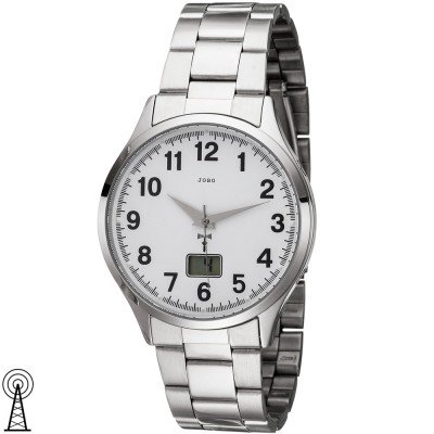 JOBO Herren Armbanduhr Funk Funkuhr Edelstahl Herrenuhr mit Datum