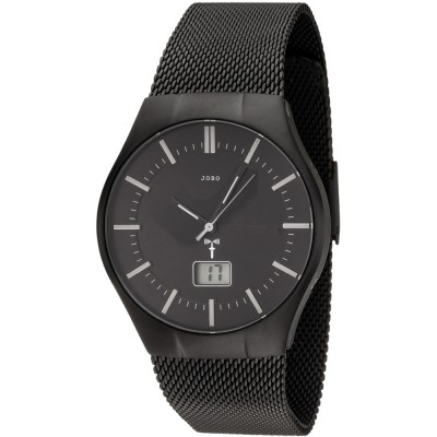 JOBO Herren Armbanduhr schwarz Funk Funkuhr Edelstahl Herrenuhr mit Datum
