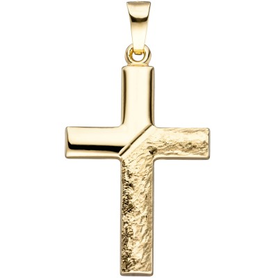 Anhänger Kreuz 585 Gelbgold gehämmert Goldanhänger Goldkreuz Kreuzanhänger