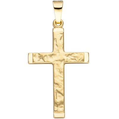 Anhänger Kreuz 585 Gelbgold gehämmert Goldanhänger Goldkreuz Kreuzanhänger