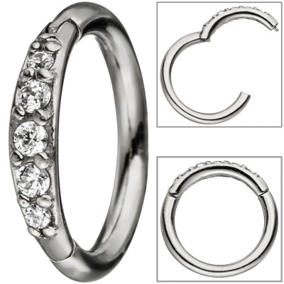 Segmentring Edelstahl mit SWAROVSKI® ELEMENTS Scharnier Ringstärke 1,2mm