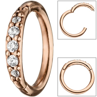 Segmentring Edelstahl rotgold farben beschichtet mit SWAROVSKI® ELEMENTS
