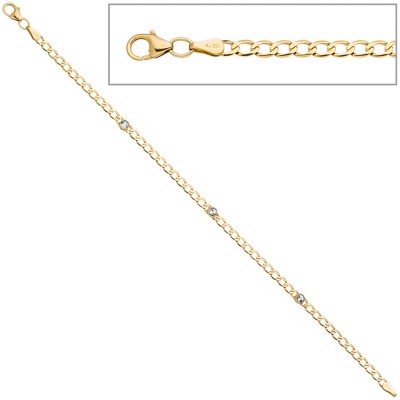 Armband 333 Gelbgold 3 Blautopase hellblau blau 19cm Goldarmband Karabiner