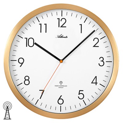 Funkwanduhr analog golden rund leise ohne Ticken