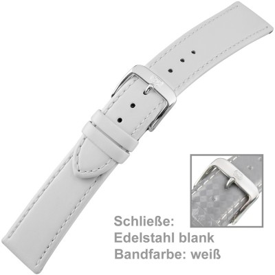 Uhrenarmband Ladies 22mm Kalbsleder weiß mit Schließe aus Edelstahl