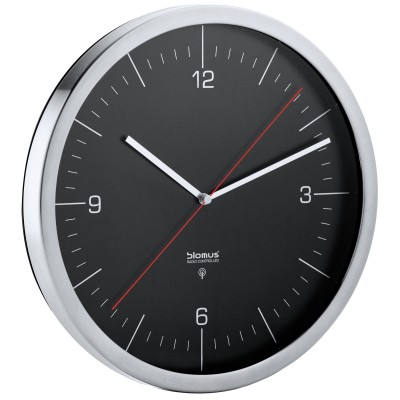 Wanduhr Funk CRONO Edelstahl matt mit Klarglas kombiniert Funkuhr