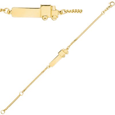 Schildband Lastwagen LKW 333 Gelbgold 14cm Gravur ID Armband