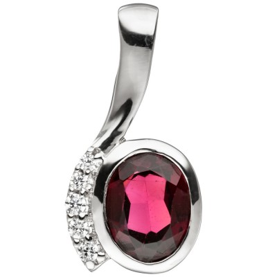 Anhänger 925 Sterling Silber mit Zirkonia 1 Granat rot Silberanhänger