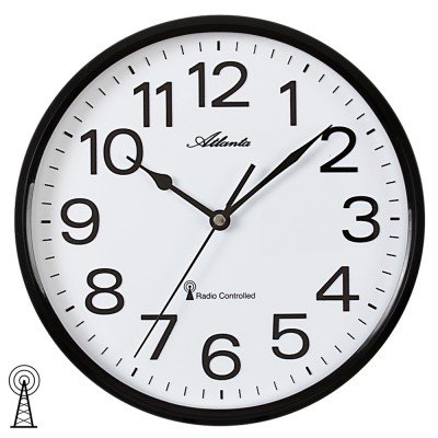 Funkwanduhr analog schwarz weiß rund