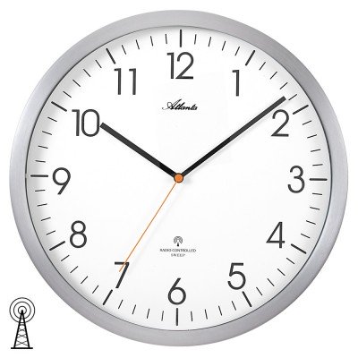 Funkwanduhr analog silbern weiß rund leise ohne Ticken
