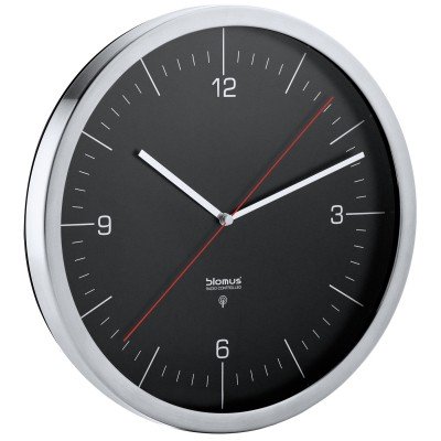 Wanduhr Funk CRONO Edelstahl matt mit Klarglas kombiniert Funkuhr