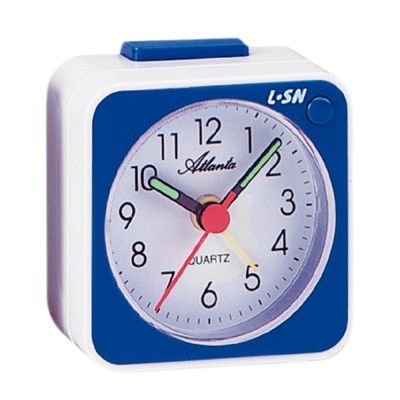 Wecker Quarz analog blau weiß mit Licht Snooze