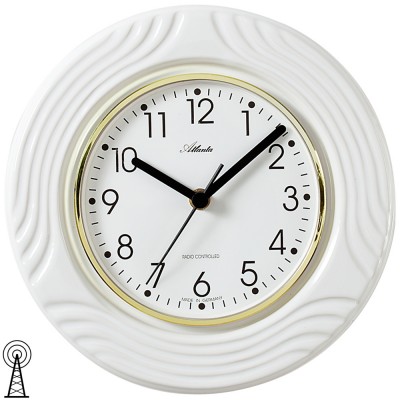 Küchenuhr Wanduhr Küche Funk Funkwanduhr analog Keramik weiß