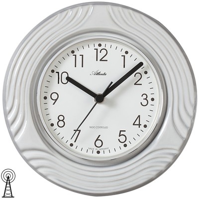 Küchenuhr Wanduhr Küche Funk Funkwanduhr analog Keramik grau weiß