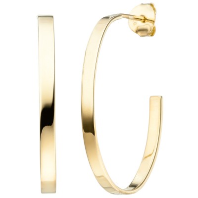 JOBO Halbcreolen oval 925 Sterlingsilber vergoldet Ohrringe Creolen