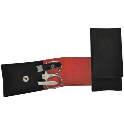 Pfeilring Maniküretui VEGAN schwarz rot 3-teilige Bestückung Maniküre Set