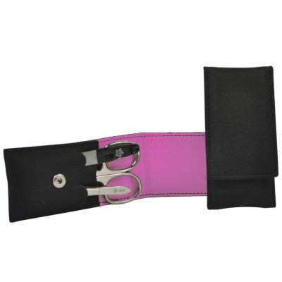 Pfeilring Maniküretui VEGAN schwarz pink 3-teilige Bestückung Maniküre Set