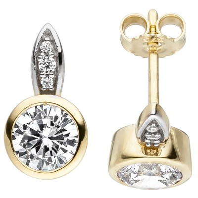 JOBO Ohrstecker 375 Gelbgold 8 Zirkonia Ohrringe