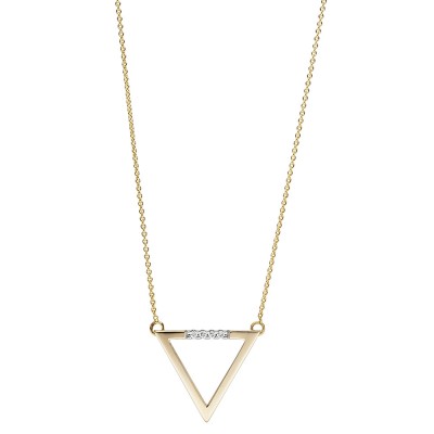 Collier Halskette Dreieck 585 Gelbgold 5 Diamanten Brillanten 42cm Kette
