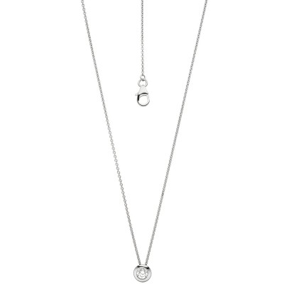 Collier Kette mit Anhänger 585 Weißgold 1 Diamant Brillant 45cm