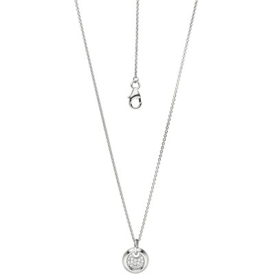 Collier Kette mit Anhänger 585 Weißgold 15 Diamanten Brillanten 43cm