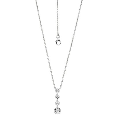 Collier Kette mit Anhänger 585 Weißgold 4 Diamanten Brillanten 43cm