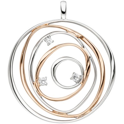 JOBO Anhänger 925 Sterlingsilber bicolor vergoldet 3 Zirkonia