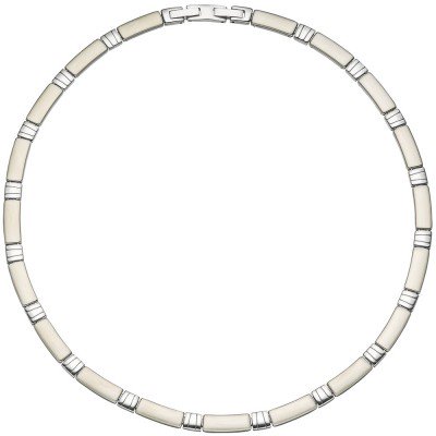 JOBO Collier Halskette Halsreif Edelstahl teil matt 47cm Kette