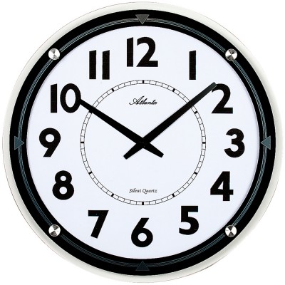 Atlanta Wanduhr Quarz analog rund leise geräuscharm mit Glas
