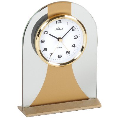 Atlanta Stiluhr Tischuhr WeckerQuarz golden Glas mit Weckfunktion