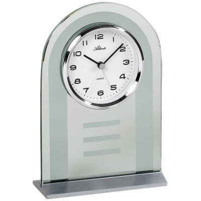 Atlanta Stiluhr Tischuhr Wecker Quarz silbern Glas mit Weckfunktion
