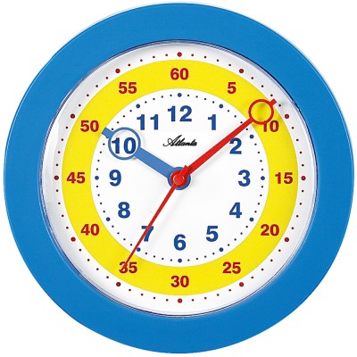 Atlanta Wanduhr für Kinder Kinderwanduhr Lernuhr blau leise ohne Ticken
