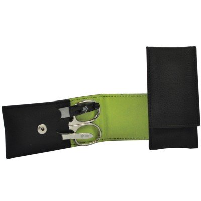 Pfeilring Maniküretui VEGAN schwarz hellgrün 3-teilige Bestückung Maniküre Set