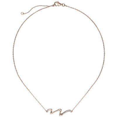 JOBO Collier Halskette 925 Sterlingsilber rotgold vergoldet mit 6 Zirkonia 45cm