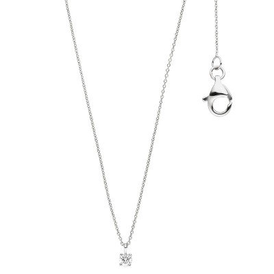Collier Kette mit Anhänger 585 Weißgold 1 Diamant Brillant 45cm