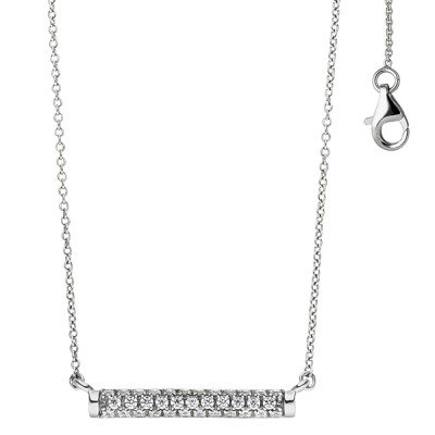 JOBO Collier Halskette 925 Sterlingsilber mit 35 Zirkonia 45cm Kette