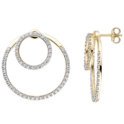 JOBO Ohrhänger 375 Gelbgold mit Zirkonia Ohrringe Ohrstecker