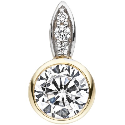 JOBO Anhänger 375 Gelbgold bicolor 4 Zirkonia