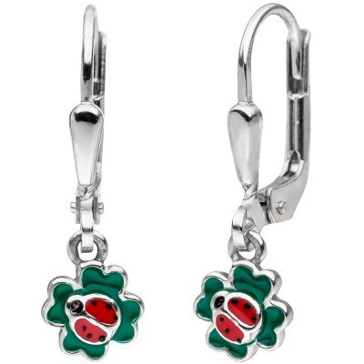 JOBO Kinder Ohrhänger Marienkäfer Kleeblatt 925 Silber Ohrringe