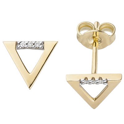 JOBO Ohrstecker Dreieck 585 Gelbgold 6 Diamanten Brillanten 0,02ct. Ohrrringe