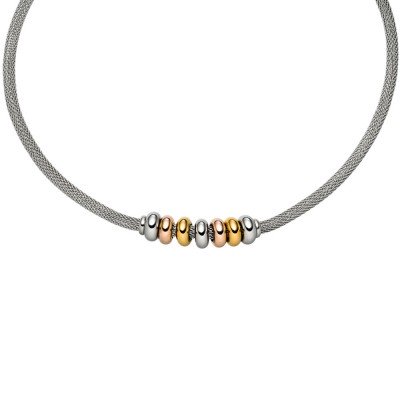 Collier Kette mit Anhänger Edelstahl bicolor 45cm Strumpfkette