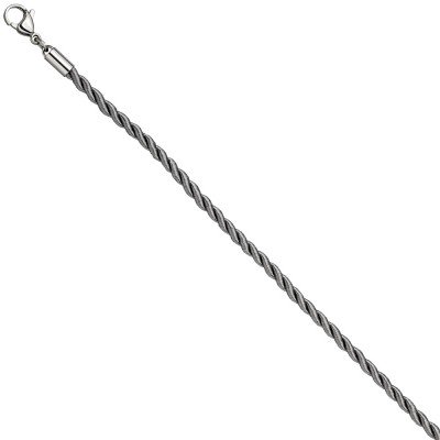 Halskette Kette Nylonkordel grau 50cm mit Karabiner aus Edelstahl