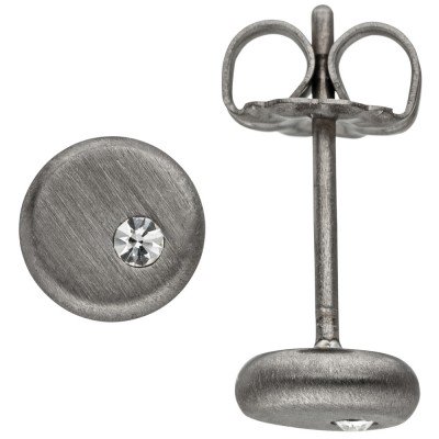 JOBO Ohrstecker rund aus Titan matt mit SWAROVSKI® ELEMENTS Titanohrstecker 5,8mm