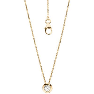 Collier Kette mit Anhänger 585 Gelbgold 1 Diamant Brillant 45cm