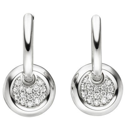 Creolen 585 Weißgold 30 Diamanten Brillanten Ohrringe