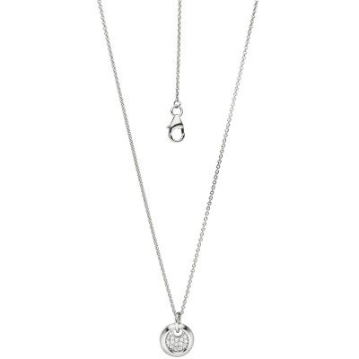 Collier Kette mit Anhänger 585 Weißgold 15 Diamanten Brillanten 43cm