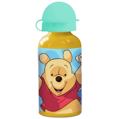 Winnie The Pooh Kinder Trinkflasche aus Aluminium gelb türkis 400ml
