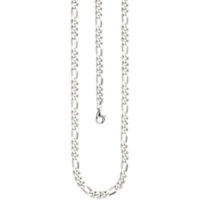 Figarokette 925 Silber diamantiert 50cm Karabiner