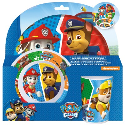 Paw Patrol Kinder Frühstücks-Set 3-teilig aus Melamin
