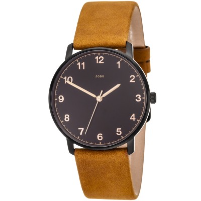 Herren Armbanduhr Quarz Analog Edelstahl Lederband braun Herrenuhr